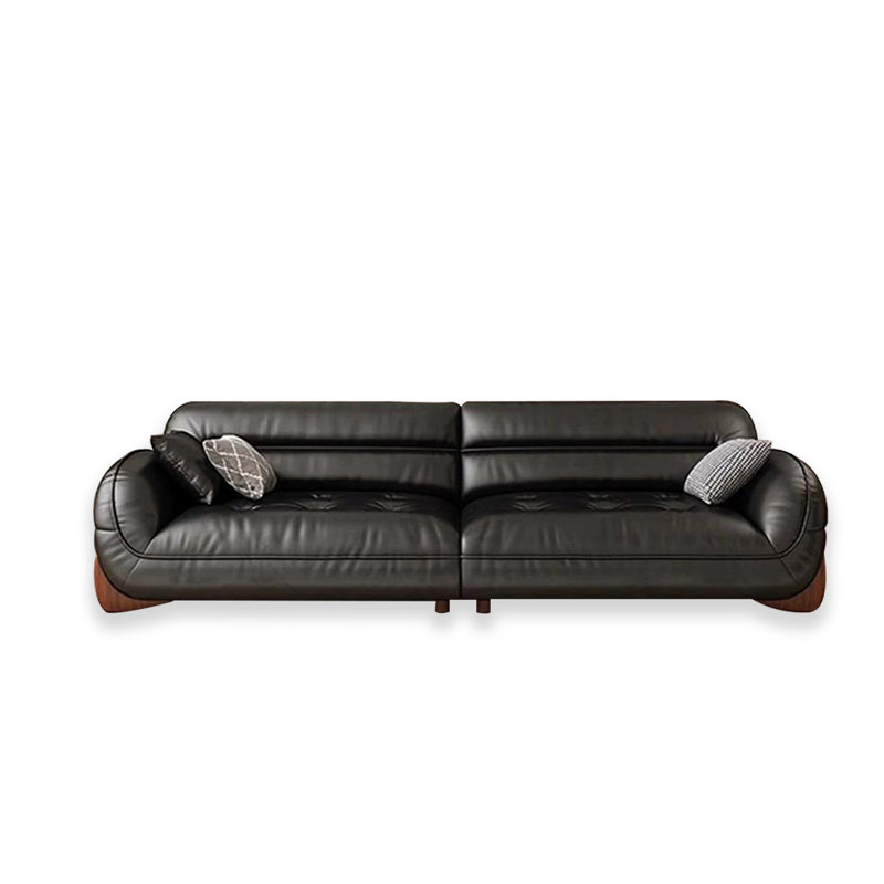 Canapé modulaire noir en cuir véritable, H 34,25 po x l 110,24 po x P 41,34 po, 4