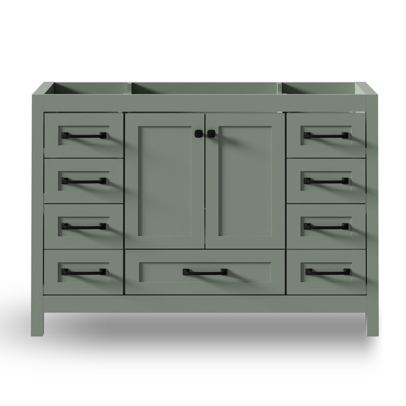 Base de meuble-lavabo simple 48 po moderne seulement, lavabo non inclus, Noir, Vert