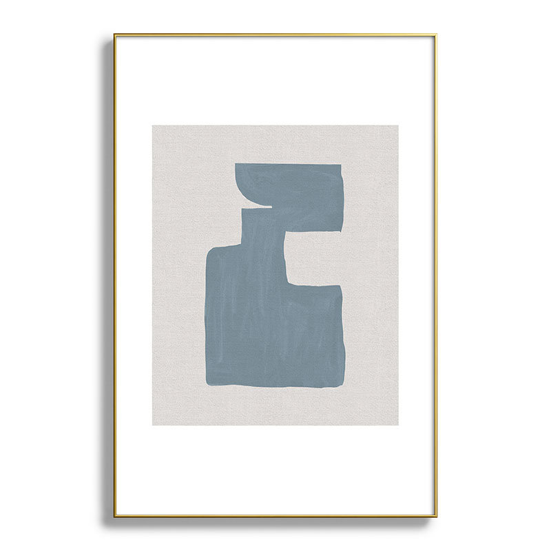 Mid Century Blue III - seul cadre imprimé, H 36 po x l 24 po, Or