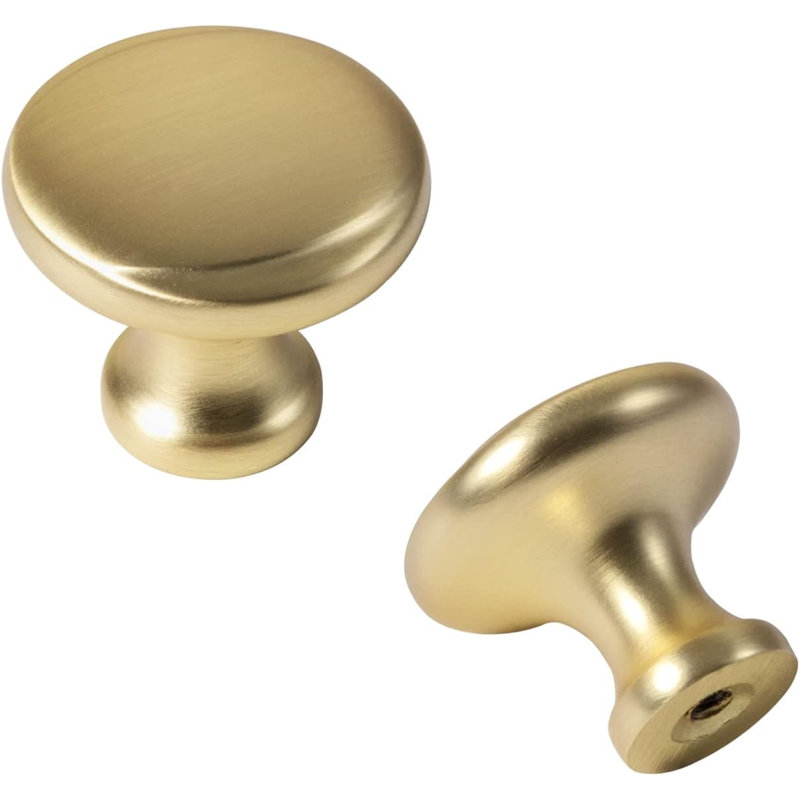 1 1/4" Diameter Round Knob, Brusshed Brass