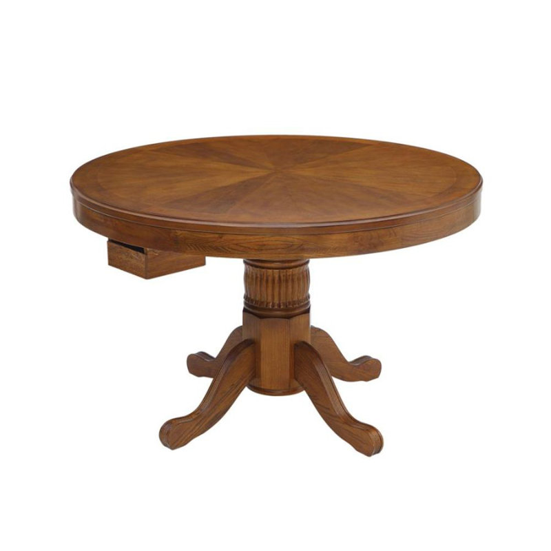 Round Dining and Billiard Poker Game Table Amber