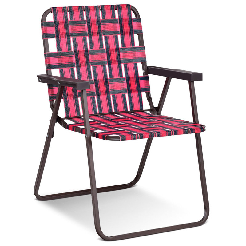 Eslinger Folding Camping Chair, Brown, Red