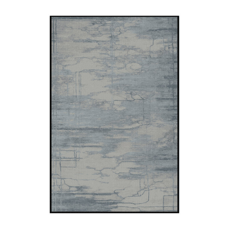 Machine Washable Abstract Gray Area Rug, Runner 2' x 4'