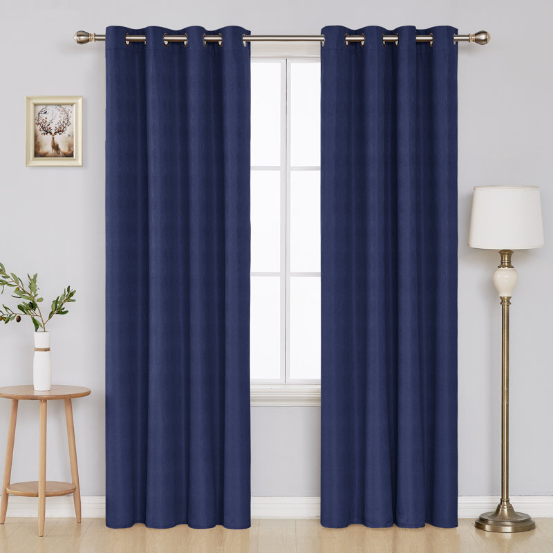 Onerva Blackout Curtain Pair, Navy Blue, 52'' W x 45'' L