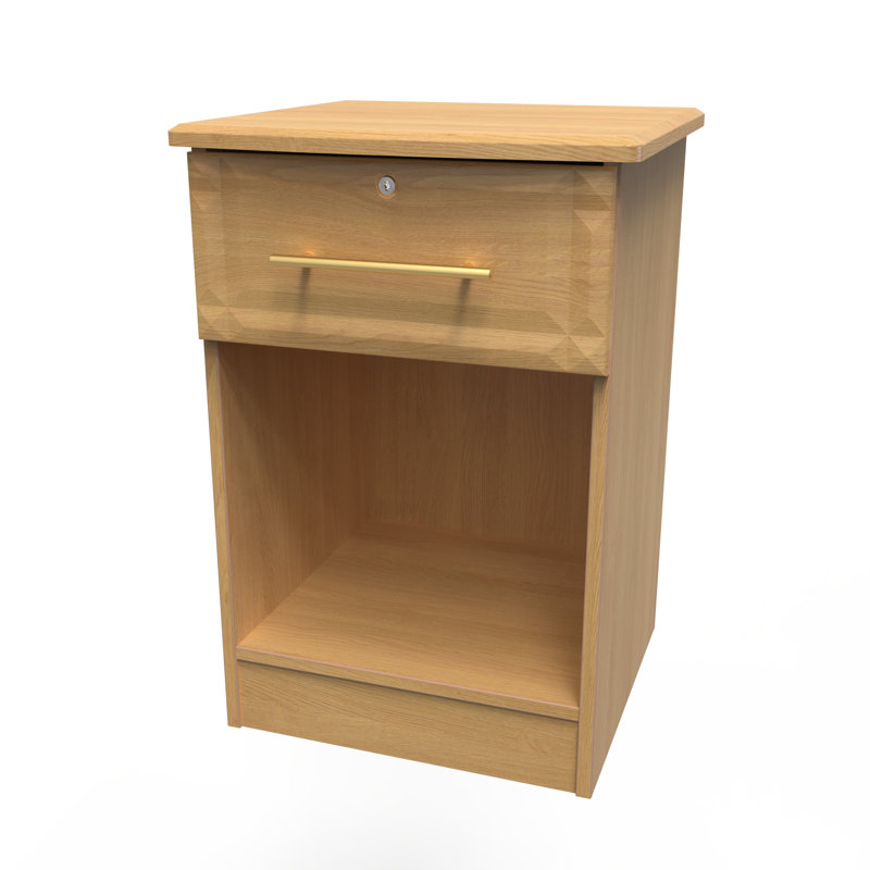 Fully Assembled Lensa 1 DrawerÂ Bedside Table, Brown