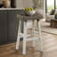 Ensemble de 2 tabourets de style transitionnel en bois massif avec assise profilée, hauteur 74 cm (29 pouces), assemblage facile