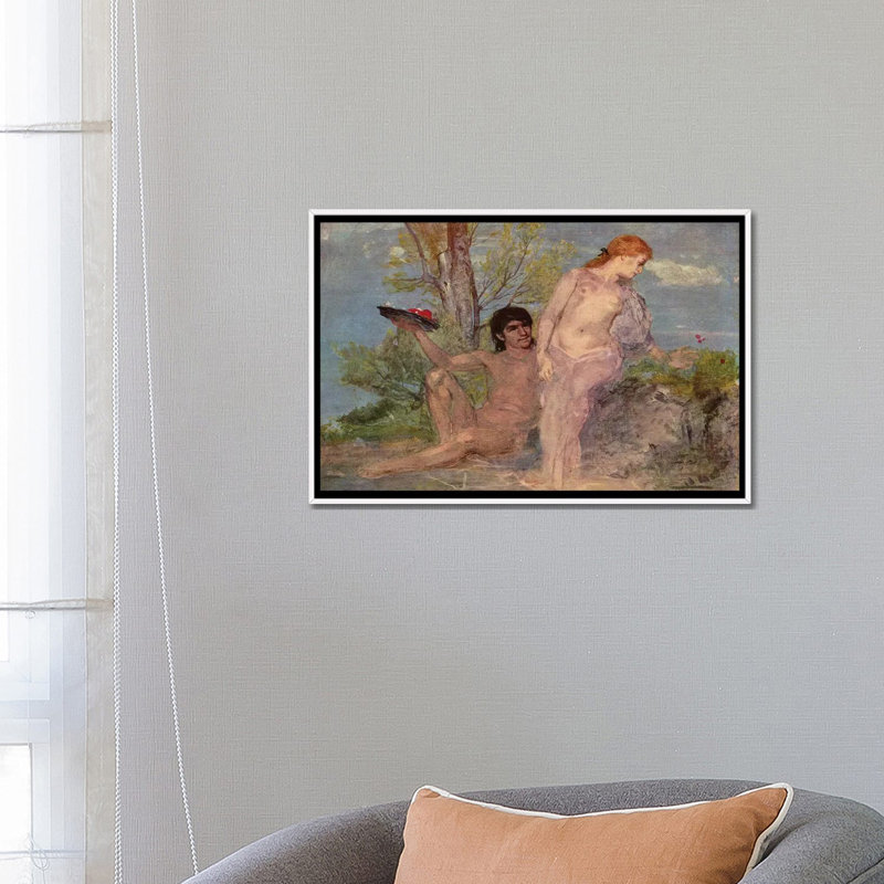Idylle - ABQ61, H 18 po x l 26 po, Impression sur toile flottante sans passe-partout, Blanc