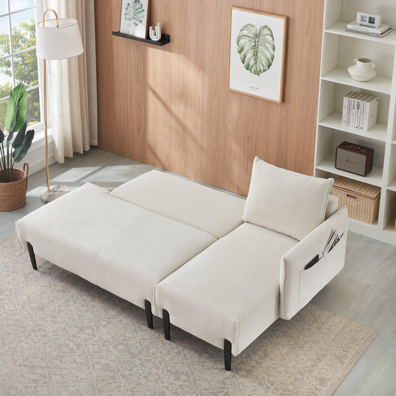 Divan-lit, Velours côtelé beige