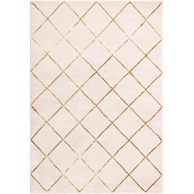 Contemporary Etowah Area Rug White and Gold Color