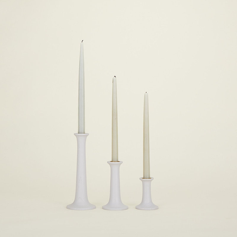 Simple Solid Wood Tabletop Candlestick, 5.5" H x 3.5" W x 3.5" D, Gray