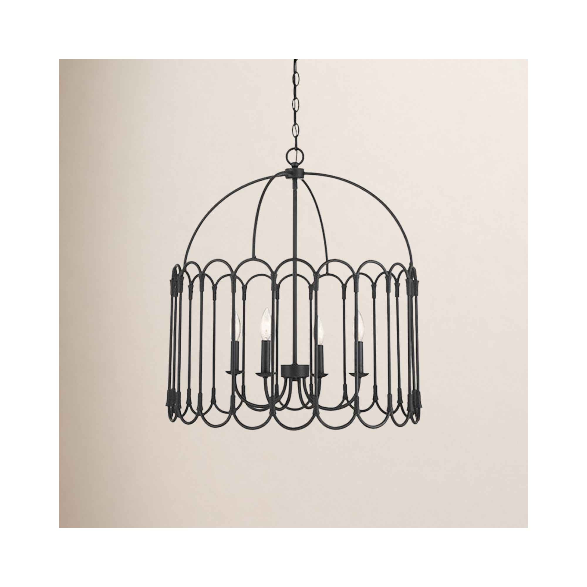 4-Light Metal Pendant, Matte Black