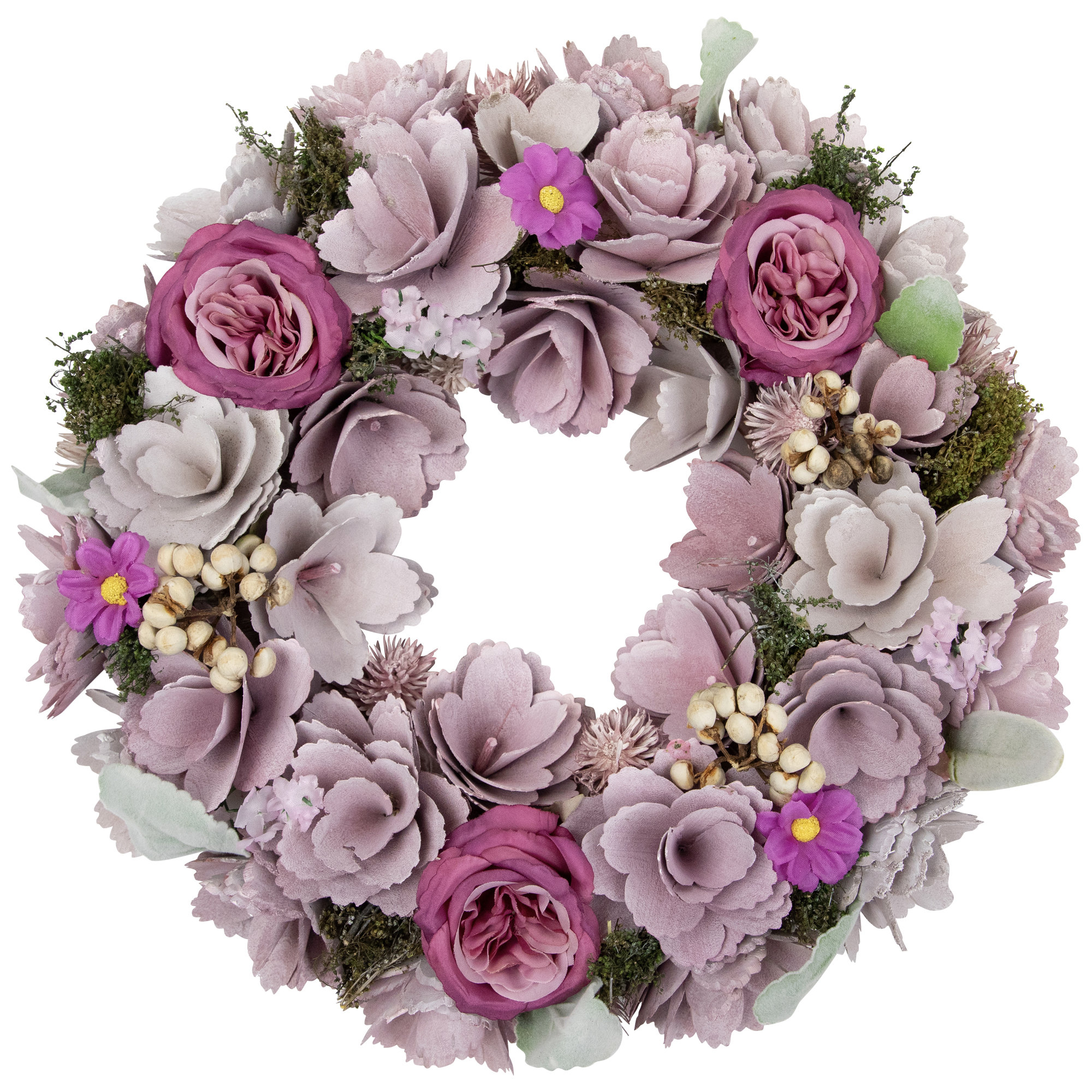Primrue Spring Wreath Primrue Wooden Floral Artificial Spring Wreath With Dried Foliage - 13. ...