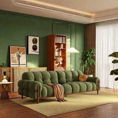 American Retro Dark Green Fabric Sofa