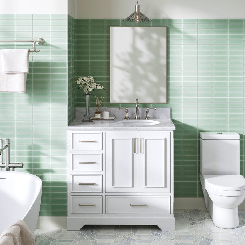 Ensemble de meuble-lavabo simple 37 po avec plateau Abita, Blanc