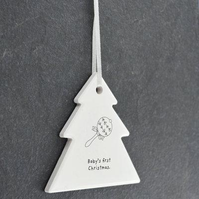 Babys First Christmas Tree Shaped Ceramic Ornament