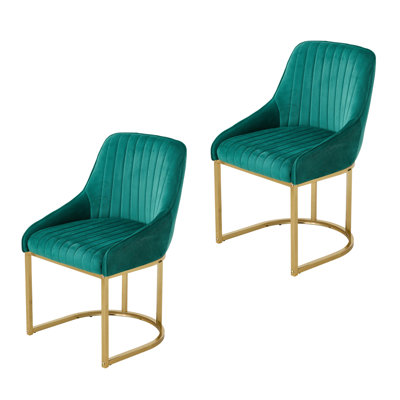 46cm H Velvet Upholstered Metal Wing Back Armchair