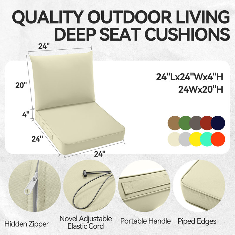 Coussin de siège imperméable intérieur / extérieur, Beige