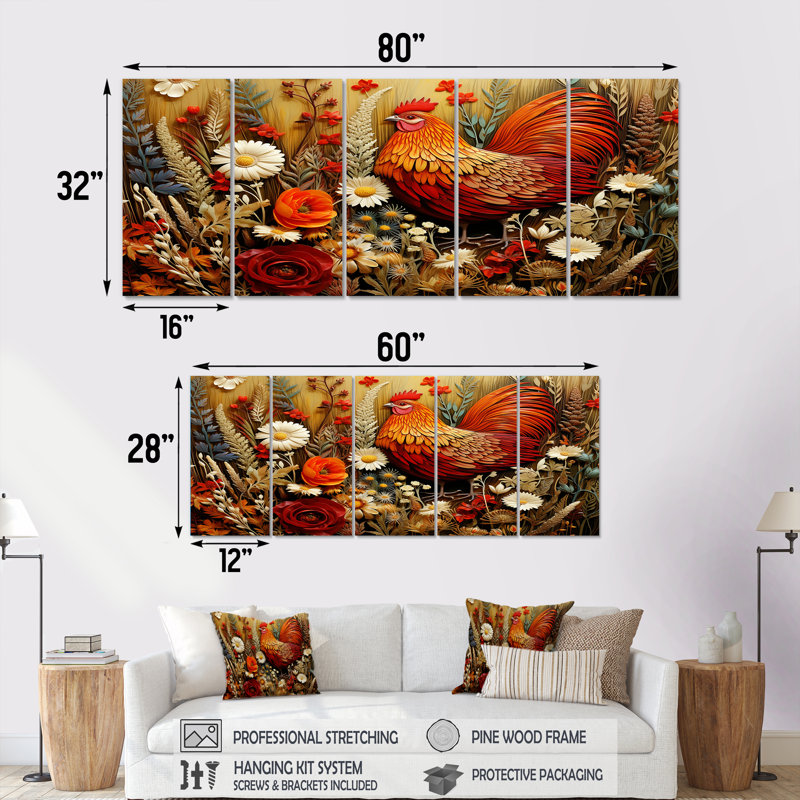 Décoration murale 5 pièces Country Quill Floral, H 28 po x l 60 po