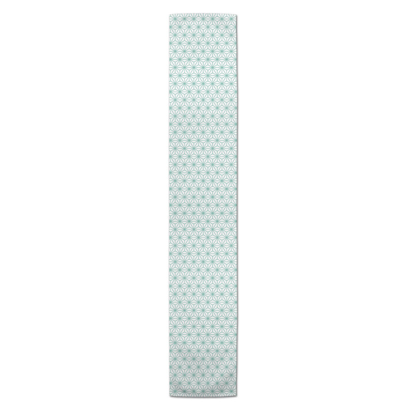 Hovig Geo Quatrefoil Table Runner, 72" x 16", Teal, Geometric 1
