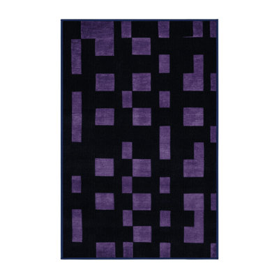 Tapis bleu à carreaux lavable à la machine