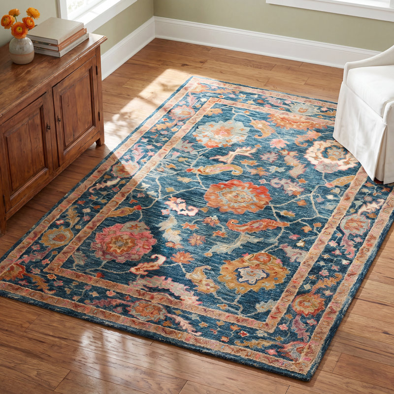 Elmsford Hand Hooked Wool Oriental Indoor Rug, Rectangle 7'9" x 9'9"