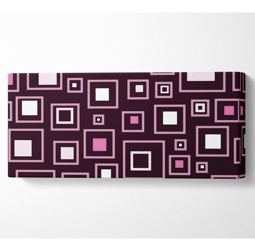 Squares In Squares Pink - Panorama-Kunstdrucke auf Leinwand