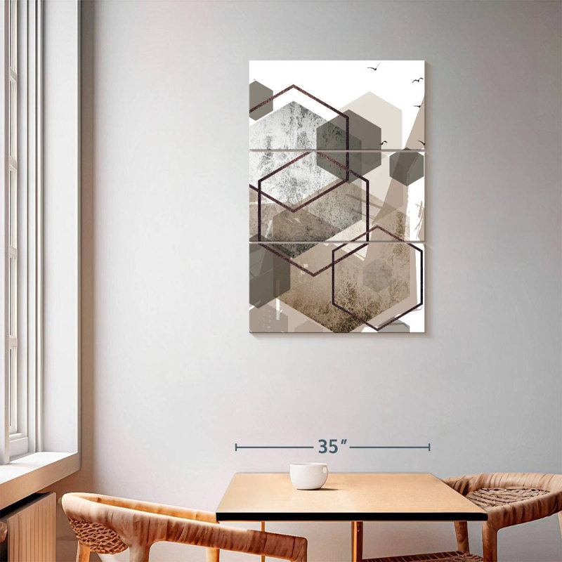 Avery Abstract Hexagons Beige III, 57" H x 36" W