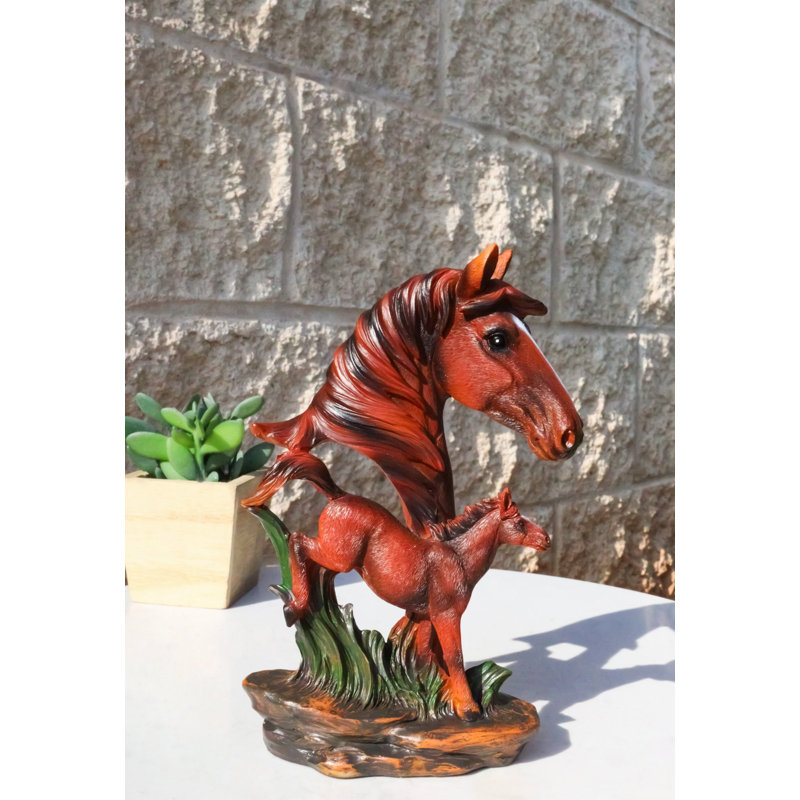 Sculpture de famille de chevaux équine Western