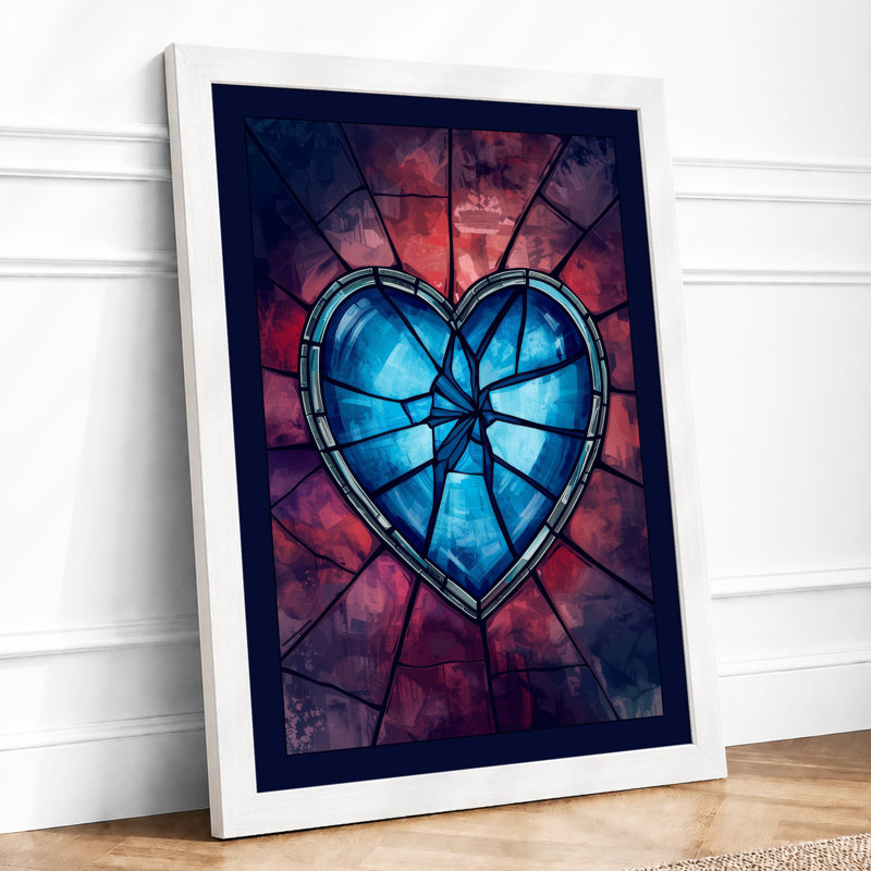 Crystalline Heart Geometric - Framed Print, A4 - 29.7 x 21.0 cm, White
