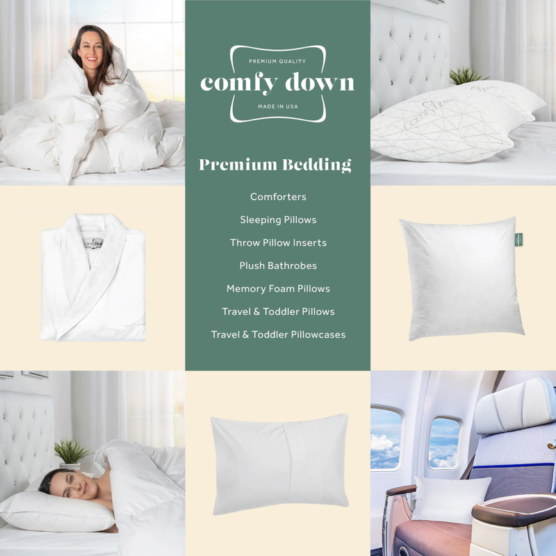 Twin Size White Egyptian Cotton Down Feather Pillow