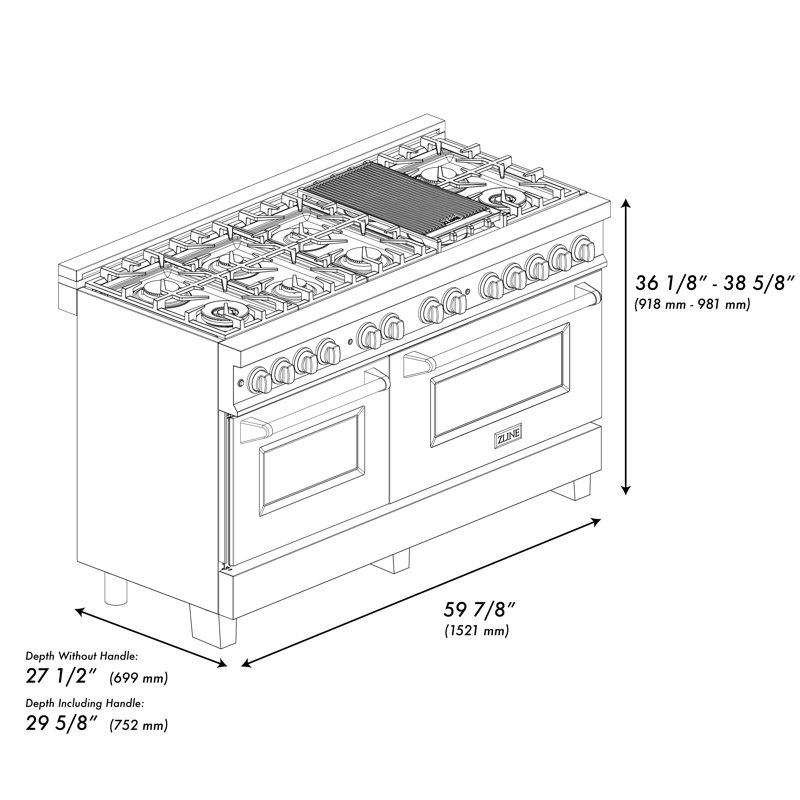 ZLINE Autograph 60" Legacy Dual Fuel Range w/ 9 Burners, Champagne Bronze Stainless Steel