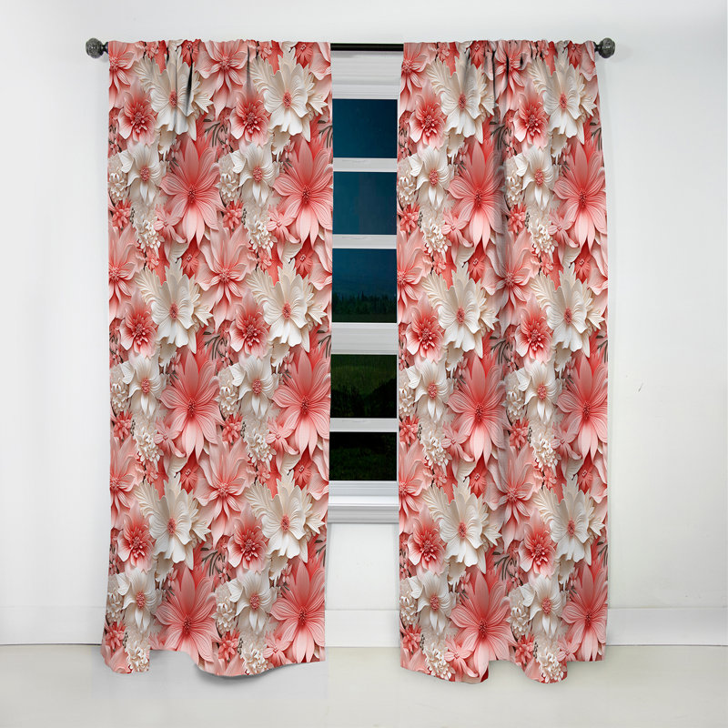 Neutre délicat motif tropical IV - Rideau floral - Rideau occultant floral - 1 panneau, L 52 po x L 84 po