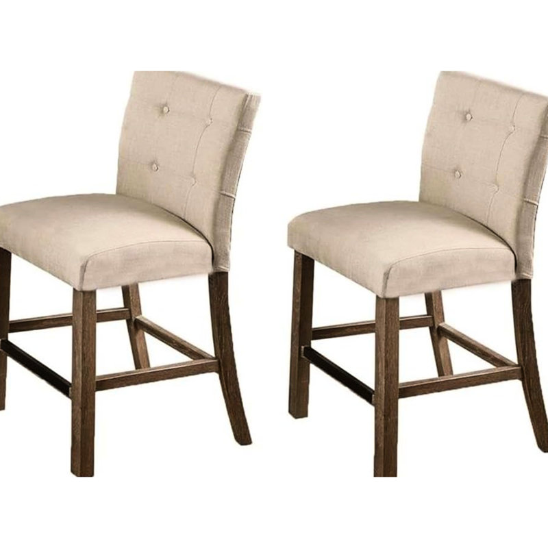 De 2 chaises de salle à manger avec dossier en mélange de beige et finition en bois gris,
