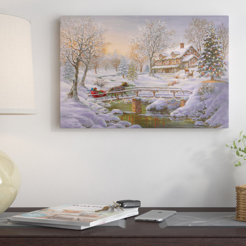 Reproduction d’art sur toile, "over the bridge to maison", H 18 po x l 26 po x P 1,5 po