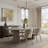 Modern 86" Gray Oval Dining Table Set With 6 Beige Fabric Side Chairs