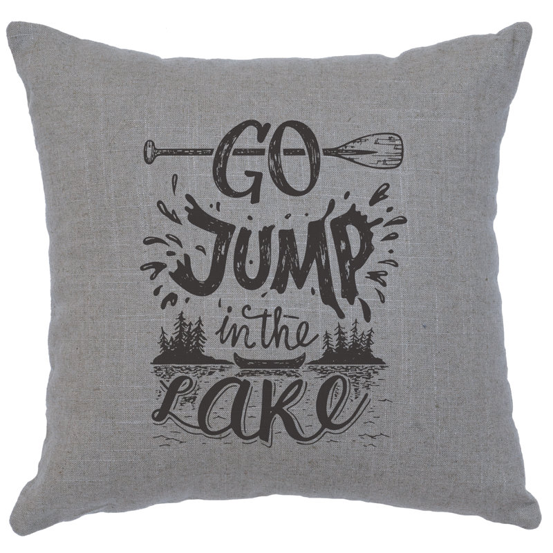 Coussin Wooded River Image - Jump in Lake - Gris lin, gris