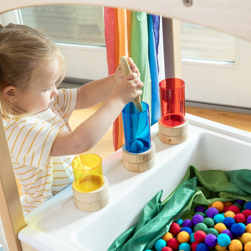 Natural Wood Kids' Sensory Table with Canopy and Bin