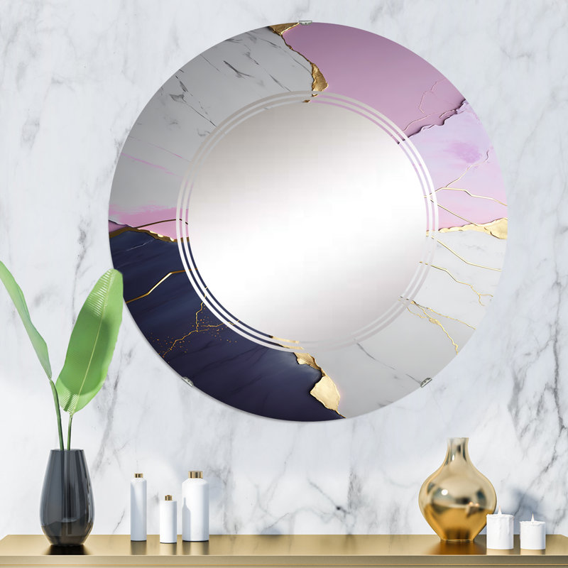 Miroir mural en marbre abstrait Priode, 32 po x 32 po