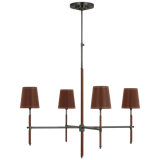 Bryant 4 - Light Solid Brass/Leather Chandelier by Thomas O'Brien
