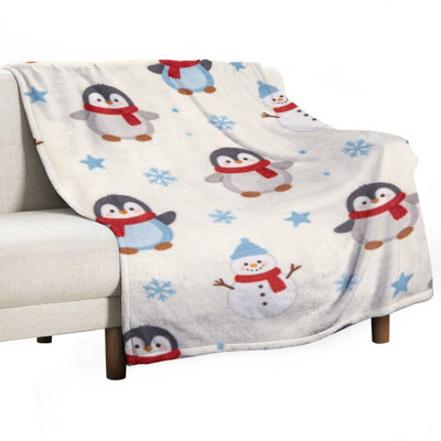 Jeté en flanelle Penguins Snowmen Luxury