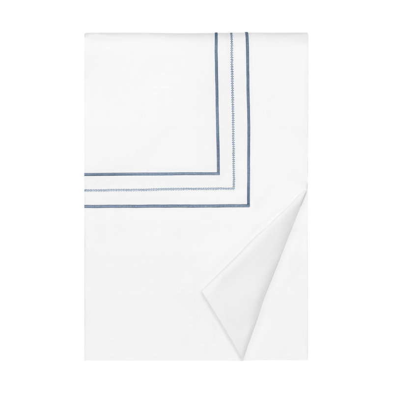 Triad Standard Cotton Duvet Cover, White/Slate Blue, King Duvet Cover