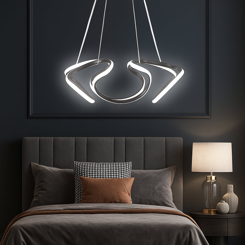 Lustre à DEL réglable en hauteur, Noir