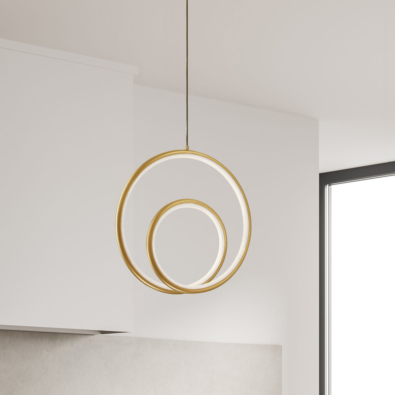 Luminaire suspendu à 1 lumière Faouzi, Laiton vieilli