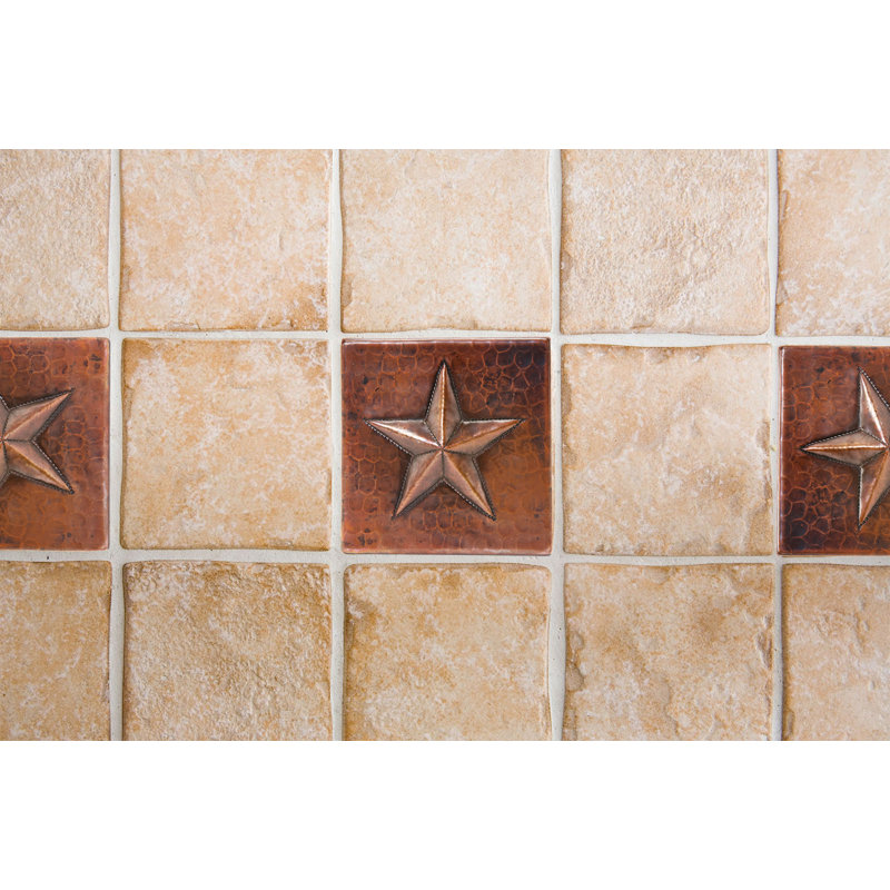 Carrelage étoile 4 "x 4" en cuivre martelé