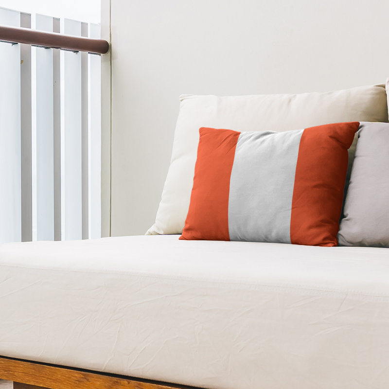 Coussin intérieur/extérieur, Orange/Blanc