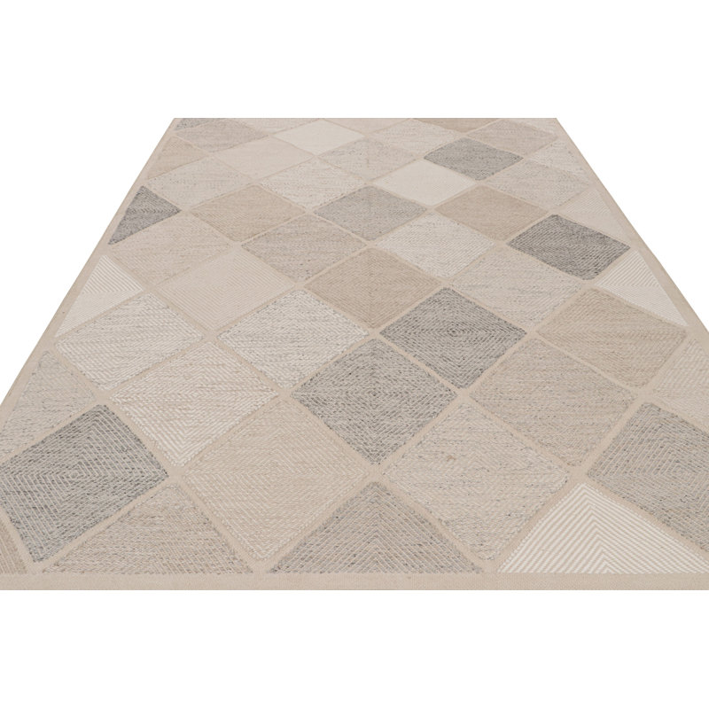 Scandinavian Wool Geometric Area Rug, Rectangle 12' x 15'