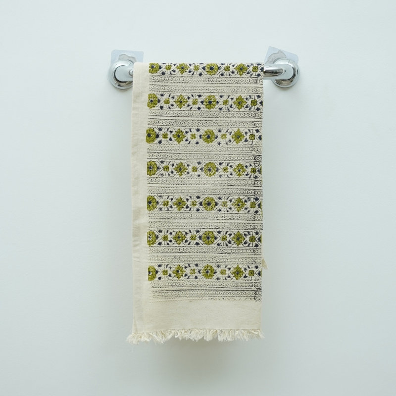 Hand Block Print Cotton Waffle Hand Towels - Elegant & Eco-Friendly Towels for Every Home(Floral Baagh, Green)