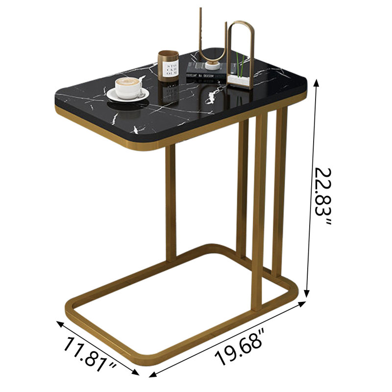 C-shaped Sofa Side Table Modern Side Table End Table With Sturdy Metal Frame, Gold