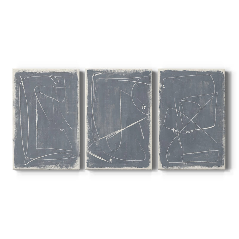Kinetic Imprint I - Toile tendue avec châssis sur mesure - 3 pièces, H 12 po x l 24 po
