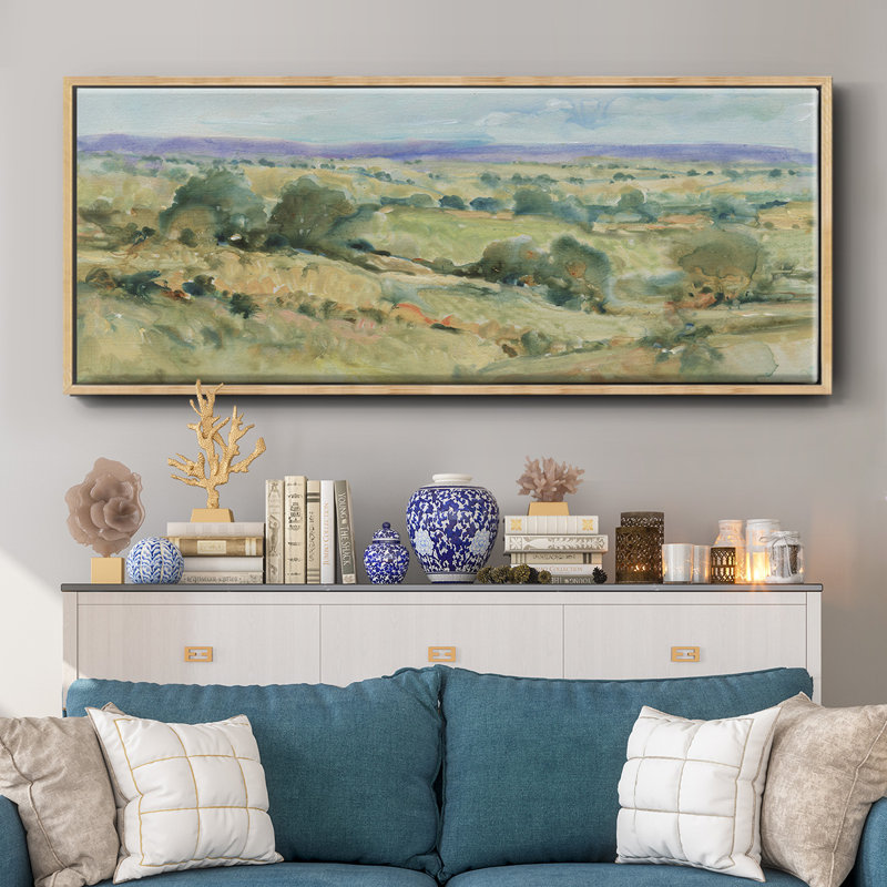 «Soft Lavender Sky I», reproduction sur toile avec cadre flottant, H 24 po x l 60 po x P 1,5 po, Naturel